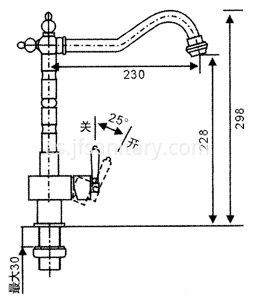 Size Of Bronzed Brass Deck Mounted Single Lever Kitchen Faucets